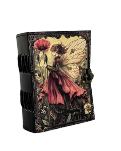 Printed Fairy Leather Journal Handmade Grimoire Book of Shadows <b>with</b> <b>Lock</b> Mystical Witchcraft hardcover Spell <b>Diary</b> - Product Image 5