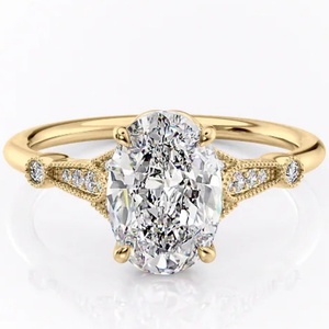 Anel de Diamante Cultivado em Laboratório 18K 14K 10K Ouro Sólido Certificado IGI CVD HPHT VVS Anel de Noivado e Casamento para Mulheres e Homens Corte Oval - Product Image 1