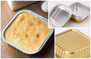 Molde para Pastel Z180 de 180 ml, 6 oz, 10 oz, Mini Molde para Pan, Moldes Dorados para Pastel, Vasos para Hornear de Papel de Aluminio, Recipientes Cuadrados de Papel de Aluminio para Panadería con Tapa - Product Image 6