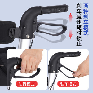 Chariot de marche multifonctionnel Junbo bleu, réglable en hauteur, quatre roues, léger et pliable pour personnes âgées - Product Image 4