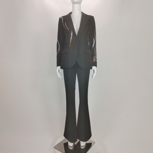 A7850 migustarment abiti e smoking alla moda <span class=keywords><strong>Blaze</strong></span> nero e pantaloni lunghi con cintura da donna d'affari Casual abito da donna da ufficio - Product Image 3
