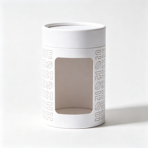 Boîte en carton cylindrique recyclable avec fenêtre de présentation, logo personnalisé pour l'emballage de grains de café et de produits secs - Product Image 5