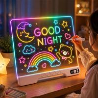 Tableau lumineux LED créatif réutilisable en acrylique pour dessin et écriture avec support pour enfants, fêtes et décoration intérieure