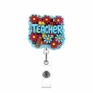 Porte-badge rétractable décoratif pour enseignant et étudiant, avec clip crocodile, vente en gros - Product Image 5