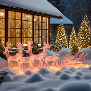 Cho tùy chỉnh 3D <span class=keywords><strong>LED</strong></span> tuần lộc và Xe trượt tuyết ngoài trời đèn giáng sinh cho kỳ nghỉ trang trí - Product Image 3