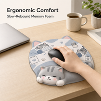 Tapis de souris ergonomique personnalisé en forme de chat avec repose-poignet pour cadeaux promotionnels – Vente en gros