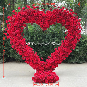 USA Warehouse in Stock Hot Selling Red Heart-Shaped Artificial Flower Arch for Wedding <strong>Background</strong> Decoration - Product Image 2