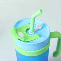 Bouteille d'Eau 3-en-1 de Gym Plastique Sans BPA Réutilisable Personnalisable Grande Capacité pour Voiture, Gobelet avec Poignée 3 Pièces