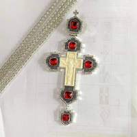 Promotion : Croix orthodoxe pas chère, en alliage plaqué argent, pour prêtres, avec chaîne de rattachement