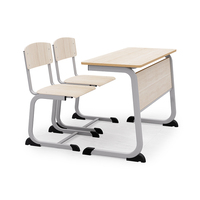Meubles de classe, ensemble scolaire en bois, bureau d'étude double pour étudiants et chaise pour collège et école