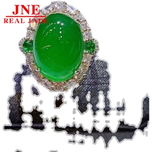 Anillos y Colgantes de <span class=keywords><strong>Jade</strong></span> Natural Tipo A, Anillo de <span class=keywords><strong>Jade</strong></span> Verde Intenso con Incrustaciones de <span class=keywords><strong>Oro</strong></span> de 18K para Mujer - Product Image 5