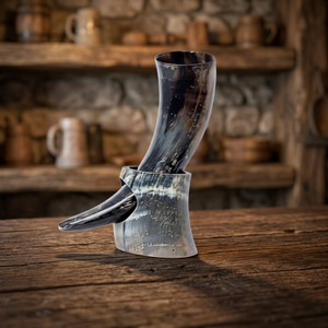 Jarra de Cerveza Estilo Vikingo Vintage, Vaso de Vidrio Clásico Estilo Americano, Ligero, Ecológico, Reutilizable, Apto para Lavavajillas, con Tapa de Bambú - Product Image 1