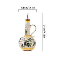 Dispensador de Aceite de Oliva de 500 ml, Botella de Cerámica con Relieve para Aceite y Vinagre, Contenedor de Almacenamiento de Condimentos, Dispensador de Aceite, Botella de Aceite de Cerámica
