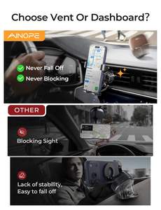 Support de téléphone mains libres LISEN pour grille d'aération, fixation de voiture réglable à 360° avec maintien automatique par gravité pour iPhone 17 16 15 Pro Max <span class=keywords><strong>Samsung</strong></span> - Product Image 2