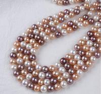 Vente en gros d'usine : Perles d'eau douce Edison semi-rondes de 9-11 mm, haute brillance, couleurs mélangées, en brins, pour la fabrication de bijoux
