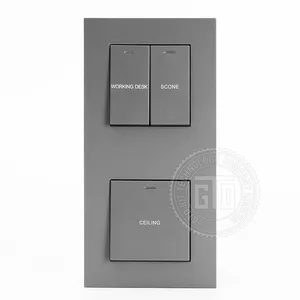 Villa/home/Hotels/Apartment using 220V AC Nice gray color plastic Vertical Layout 2 connected 2 gang 2 way light switch