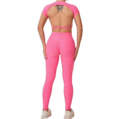 Hot 2024 Yoga Shirts Short Sleeved Women's Fixed Cup Slim Fit Cross Back Sports Fitness Suit Top Yoga Top Workout Tops for Women