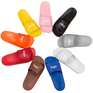 Custom Logo PVC Solid Color Open Toe Slides Indoor All Seasons Unisex Anti-Slippery <b>Slippers</b> - Product Image 1