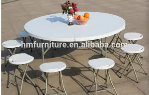 Round Table Garden 152cm 5ft Standing Table Round Hdpe Plastic Recycled Material Folding Table Garden Dining Commercial Outdoor Furniture