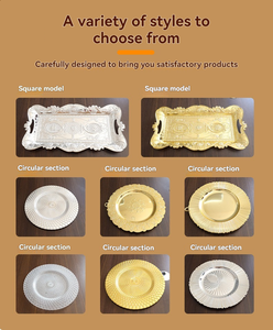 13 في الشعاب المرجانية ديكور بلاستيكي ذهبي من المعدن لتناول العشاء حفلات الزفاف حافة مكشكشة - Product Image 3