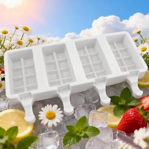 Silicone Ice Cream Mold 4 Compartment Large Size Easy Demold For DIY Homemade Ice Cream Sticks - Product Image 1