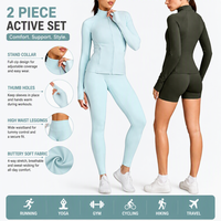 Ensemble de vêtements de yoga personnalisés avec logo, haut à manches longues zippé à séchage rapide, pantalon de course/sport respirant et anti-humidité, short