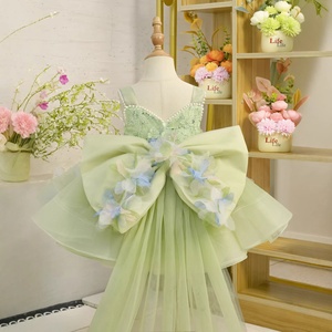 Abito da Principessa per Compleanno <span class=keywords><strong>Bambina</strong></span>, Vestito da Festa per Bambine, Abito da Presentatrice per <span class=keywords><strong>Bambina</strong></span>, Outfit per Esibizione di Pianoforte, Abito Solido Lavorato all'<span class=keywords><strong>Uncinetto</strong></span> - Product Image 4