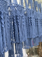 Décoration murale en macramé bleu à franges, abat-jour suspendu, cadeau de déménagement, vente en gros, pour salon