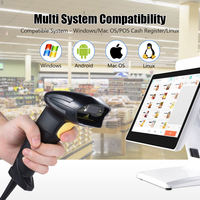 Escaneo automático de alta velocidad 1D 2D CMOS Lector de código de barras de imagen Interfaz USB/COM Escáner de código de barras de mano inalámbrico para tienda