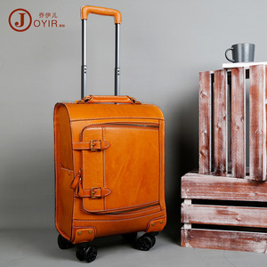 Joyir Genuine Leather <b>Trolley</b> <b>Suitcase</b> 20inch Business Travel Retro Luggage With Universal Wheels - Product Image 1