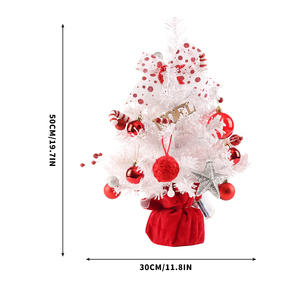 Mesa Decoraciones navideñas Pequeño Mini árbol de Navidad con adornos colgantes blancos y luz Led Suministros de decoración navideña - Product Image 5