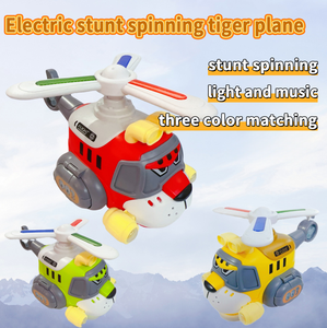 Eléctrico 360 ° giratorio Universal rueda conducción truco transformar helicóptero juguete con música luz dibujos animados <span class=keywords><strong>Tigre</strong></span> avión para niños - Product Image 2