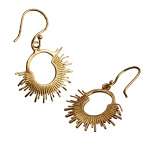 <b>Gold</b> Plated Brass Spike Hoop <b>Earrings</b> Bohemia Style Women's Fashion <b>Dangle</b> <b>Earrings</b> - Product Image 1