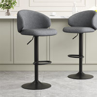 Tabouret de bar fixe moderne avec repose-pieds confortable et revêtement en tissu pour cuisine, bar à domicile, hôtel, salle à manger – Caractéristique robuste