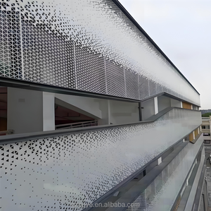 Revêtement de façade en aluminium perforé, panneau en aluminium moderne, mur-rideau en verre et terre cuite - Product Image 6