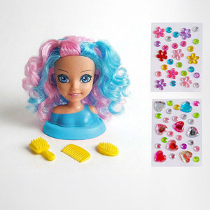 Tête de poupée à coiffer avec ensemble de brosses et peignes à cheveux verts et jaunes pour filles, accessoires de jouets DIY - Product Image 2
