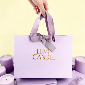 Sacs en papier fantaisie personnalisés en gros pour bougies, avec logo, sacs d'emballage en papier d'art pour magasins de bougies, sacs de courses avec votre logo - Product Image 1