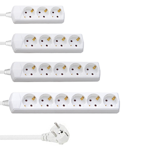 Enchufe de Extensión Eléctrico EU, <span class=keywords><strong>Regleta</strong></span> de Alimentación Múltiple, Cable de Extensión de Tres Vías con Interruptor, Adaptador de Enchufe Alemán a Israel - Product Image 2