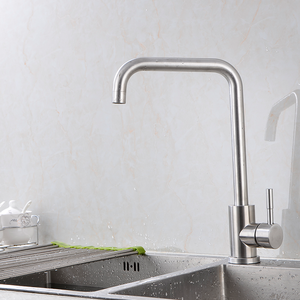 Brushed SUS304 Stainless Steel <strong>Square</strong> Hot Cold Kitchen Sink Mixer Faucet Ceramic Valve - Product Image 6