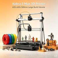 Imprimante 3D FDM Anycubic Kobra 3 Max Combo, industrielle, multicolore, haute vitesse 500 mm/s, nivellement automatique, grande taille 850x900x1200 mm