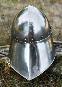 หมวกนักรบเยอรมัน รุ่น Sallet ปี ค.ศ. 1480 ชุดเกราะยุคกลาง หมวกเหล็กอัศวินยุคปลายกลางคนยุคกลาง ของสะสมสำหรับจัดแสดง ชุดประดับศีรษะ - Product Image 3