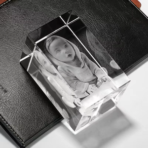 Nhà Máy trống K9 pha lê Cube cá nhân tùy chỉnh 3D khắc laser pha lê khung ảnh cho quà tặng đám cưới - Product Image 3