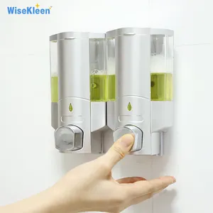 Fabrika OEM sabun ve losyon akıtma makinesi 600ML şampuanlık duş duvar için 2 odacıklı sabunluk plastik