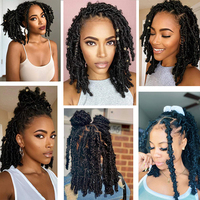 Papillon Locs Cheveux Synthétiques En Détresse Crochet Tresses Boho Locs Noir Ombre Brun Déesse Pré Boucle Twist Faux Locs