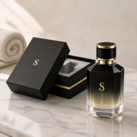 Flacon de parfum en verre noir dégradé personnalisé de 50 ml, vaporisateur fin, flacons de parfum de luxe de 50 ml avec boîte