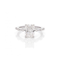 Bague de Fiançailles et de Mariage Personnalisée en Or 10K 14K 18K avec Diamant de Laboratoire Certifié IGI Taille Radiant 1CT 3CT Or Jaune D VVS pour Femme