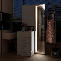 Miroir commode de luxe miroir meubles coiffeuse ensemble vanité miroir LED tabouret salon coiffeuse tiroirs lumières