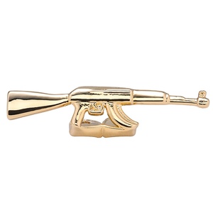 Grilles dentaires en laiton AK-47 de gros, plaquées or 18 carats, double rangée, style hip-hop, plaquées or 14 carats, forme de pistolet AK47 - Product Image 3