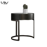 Table de chevet ronde de meubles simples nordiques avec tiroir hôtel Villa chambre chambre simple cadre en bois jambe en métal côté Storagest