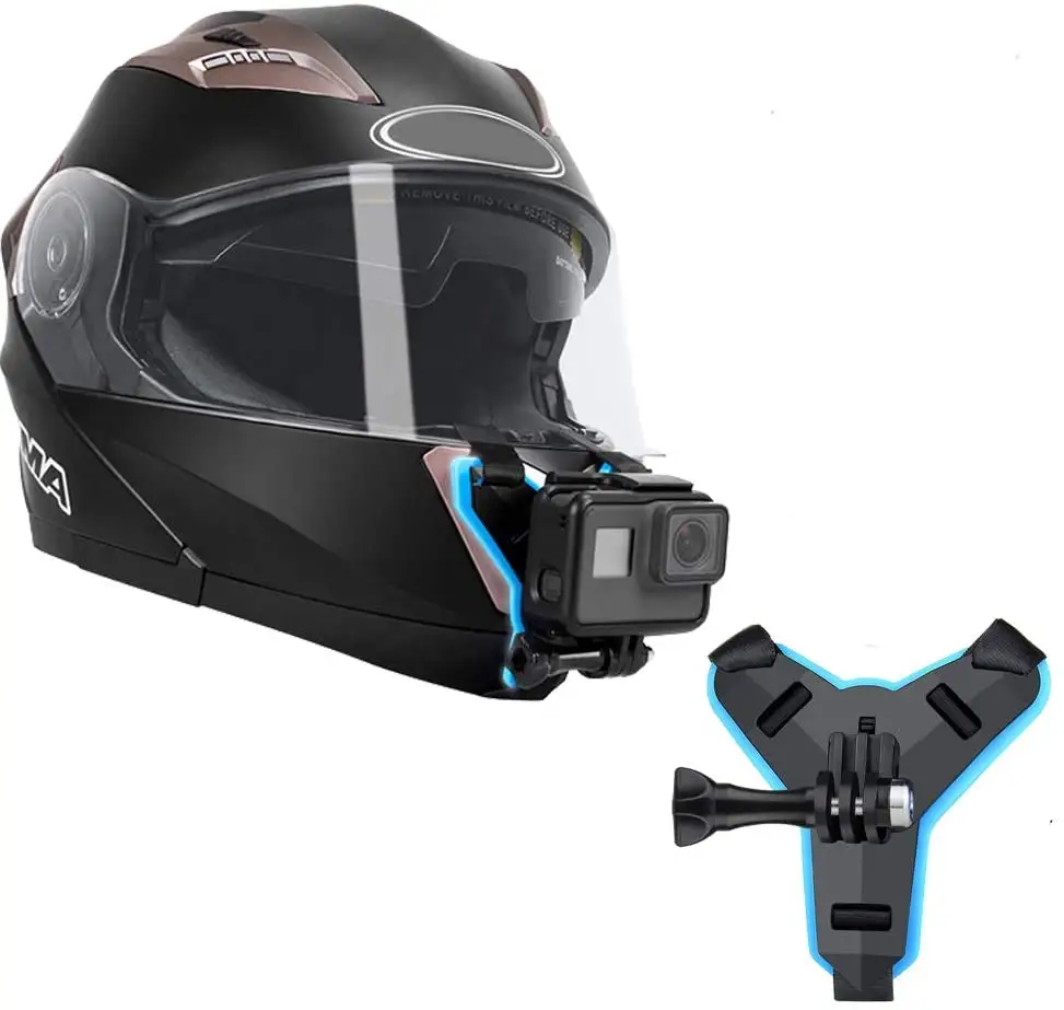 Accesorios de cámara para casco de motocicleta, soporte de montaje para barbilla Compatible con GoPro Hero 8/7/(2018)/6/5 Black DJI OSMO Action
